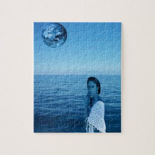 Woman in Blue Jigsaw Puzzle