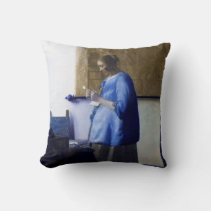 Woman in Blue, Johannes Vermeer Throw Pillow