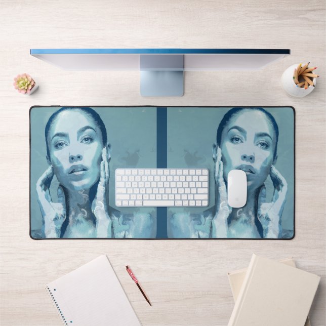 "Woman in Blue" Premium Canvas Desk Mat (Office 1)
