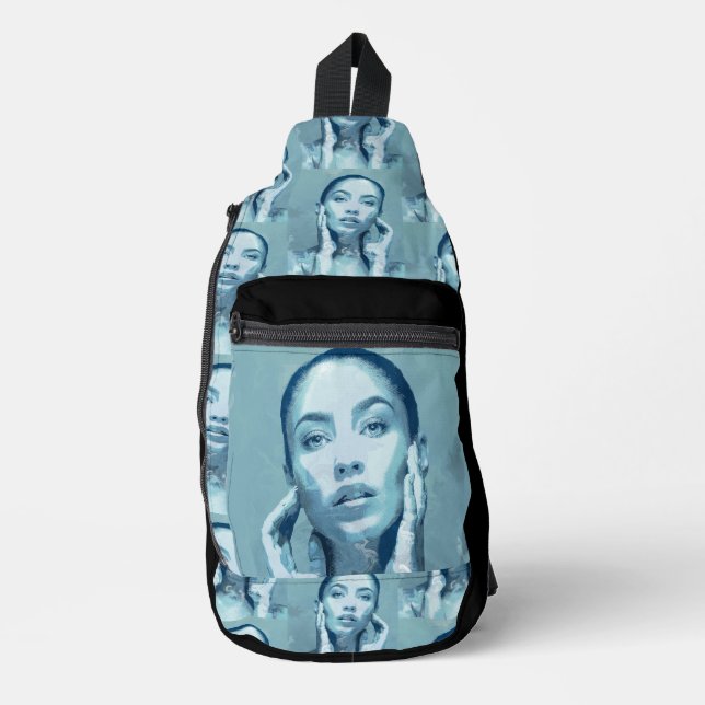 "Woman in Blue" Premium Canvas Sling Bag (Front)