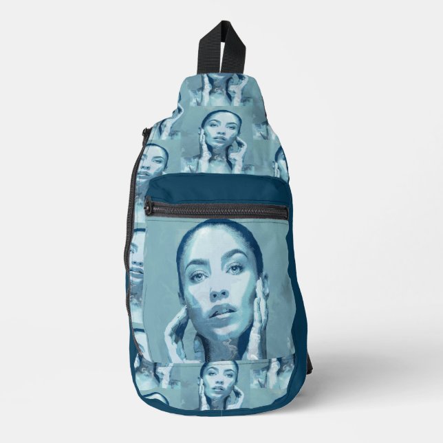 "Woman in Blue" Premium Canvas Sling Bag (Front)