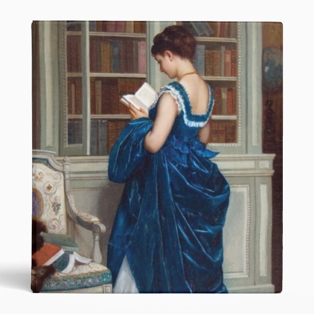 Woman in Blue, reading a Book Binder (Front)