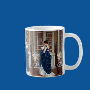 Woman in Blue, reading a Book Coffee Mug