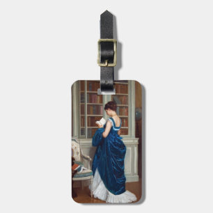 Woman in Blue, reading a Book Luggage Tag