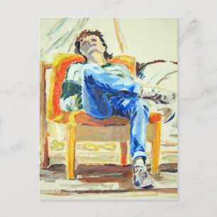 Woman in Chair Oil Painting Postcard