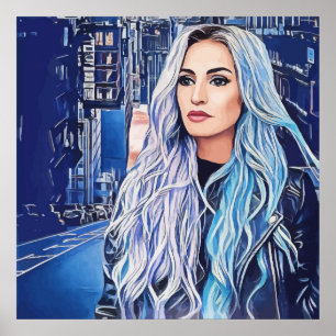 Woman In City Surreal Abstract Art Poster