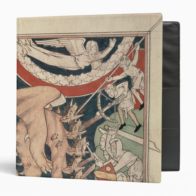 Woman in cloud above five men fighting binder (Front/Inside)