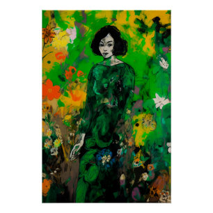 woman in colourful field poster