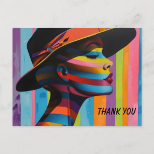 Woman in Colourful Hat 5 Striking silhouette Postcard
