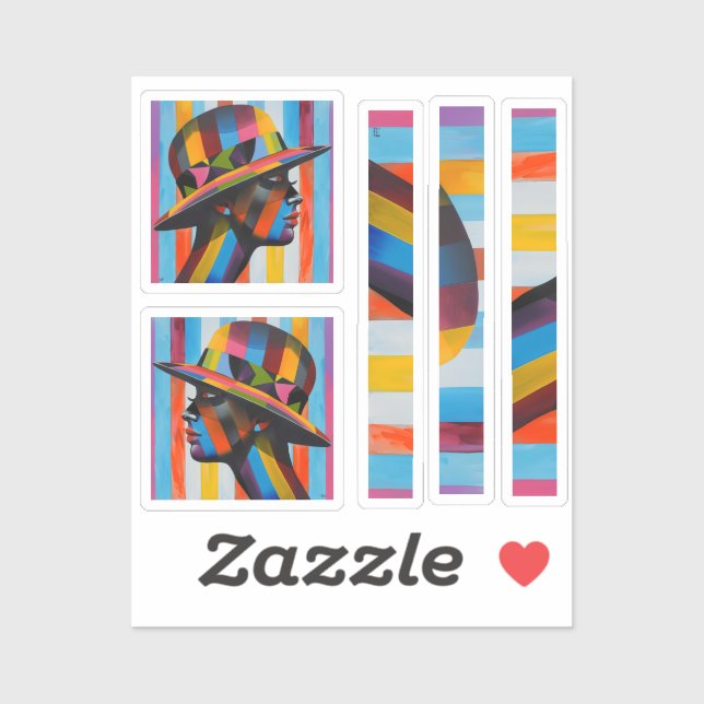 Woman in Colourful Hat striking silhouette (Sheet)