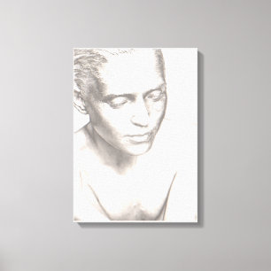 Woman in Contemplation Black White Canvas Print