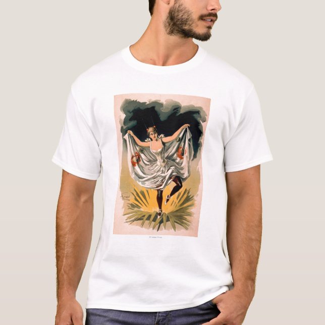 Woman in Dance Costume on Flower Poster T-Shirt (Front)