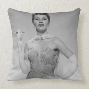 Woman in Dress Throw Pillow