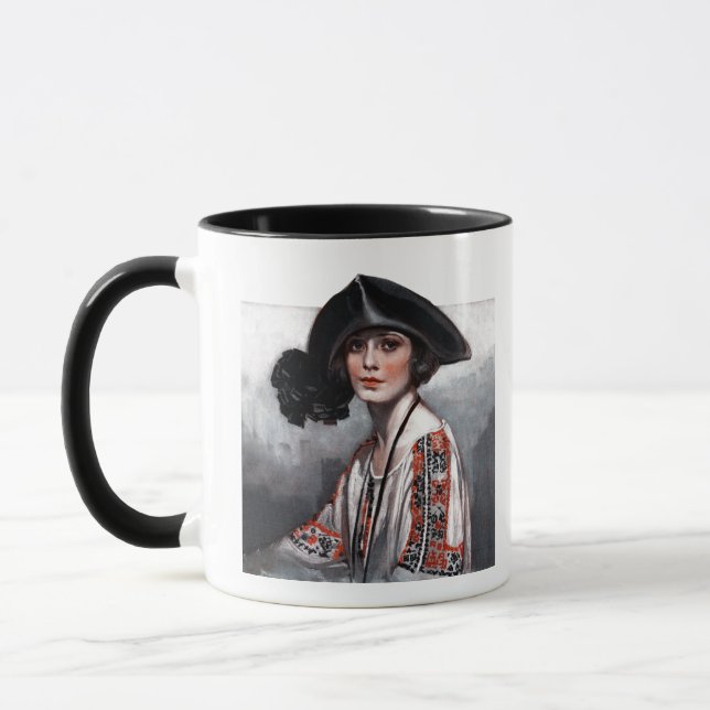 Woman in Embroidered Blouse Mug (Left)