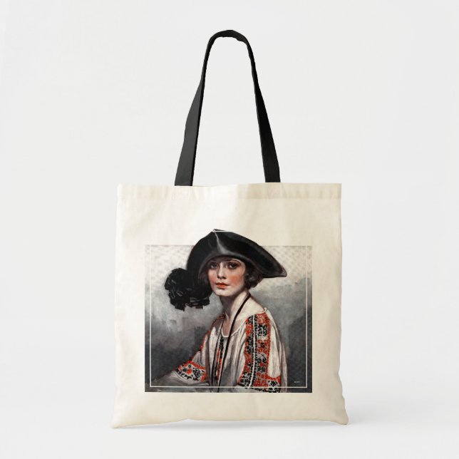 Woman in Embroidered Blouse Tote Bag (Front)