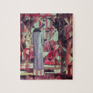 Woman in front of a large illuminated window jigsaw puzzle