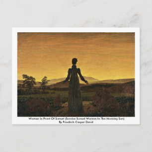 Woman In Front Of Sunset Postcard