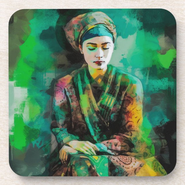Woman in Green  Coaster (Front)