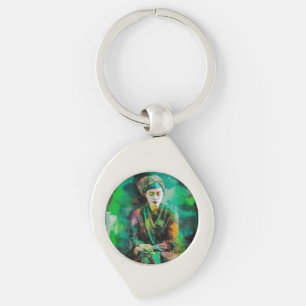 Woman in Green  Keychain