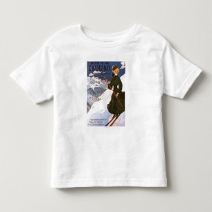 Woman in Green Skiing Poster Toddler T-shirt