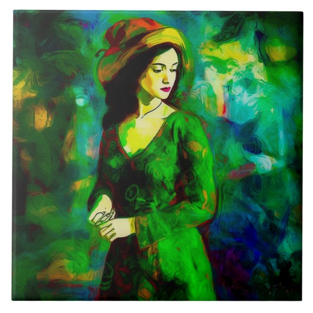 Woman in Hat Tile (Front)
