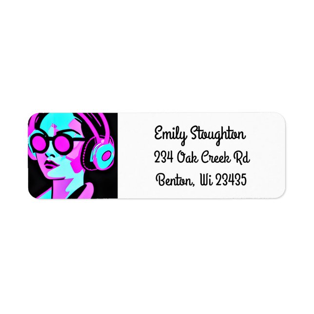 Woman in Headphones Pink and Teal (Front)