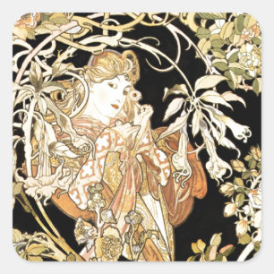 Woman in Jasmine Vines Square Sticker