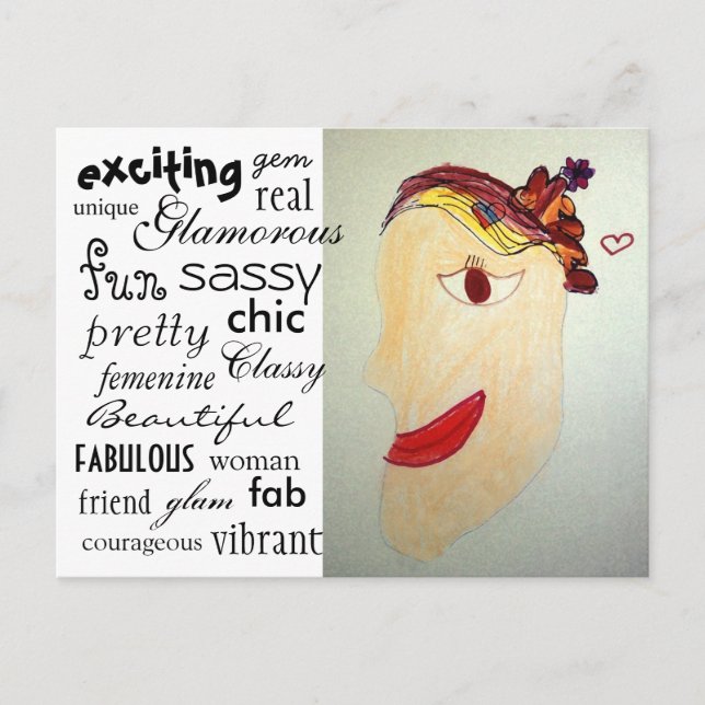 Woman in Magazine Postcard (Front)