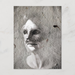 Woman in Mask, mystery Portraits Postcard