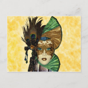 Woman In Masquerade Art Postcard