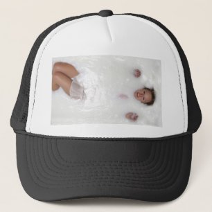 Woman in Milk Trucker Hat