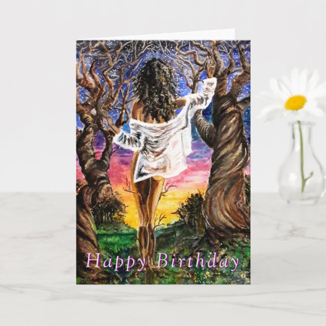 Woman In Nature Birthday Cards (Small Plant)