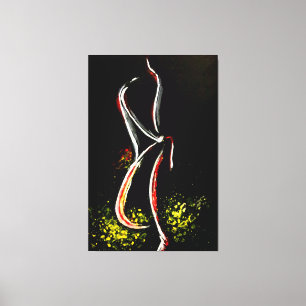 Woman In Night Black and White Canvas Print