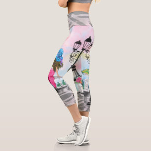Woman In Paris Capri Leggings Eiffel Tower