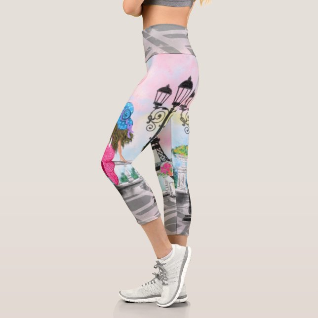 Woman In Paris Capri Leggings Eiffel Tower (Left)