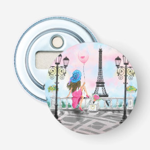Woman In Paris Eiffel Tower Bottle Opener