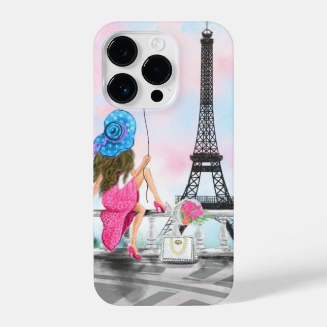 Woman In Paris Eiffel Tower iPhone Case (Back)