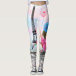 Woman In Paris Eiffel Tower Leggings<br><div class="desc">Leggings with Pretty Woman with Pink Heart Balloon - I Love Paris - Eiffle Tower - Romantic Drawing - Choose / Add Your Unique Text / Font / Colour - Make Your Special Gift - Resize and move or remove and add elements - Image / text with customization tool !...</div>