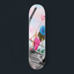 Woman In Paris Eiffel Tower Skateboard<br><div class="desc">Skateboard with Pretty Woman and Pink Heart Balloon - I Love Paris - Eiffel Tower Romantic Drawing - Choose / Add Your Unique Text / Font / Colour - Make Your Special Skateboards Gift - Resize and move or remove and add elements - Image / text with customization tool !...</div>