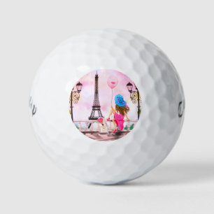 Woman In Paris Golf Balls Eiffel Tower