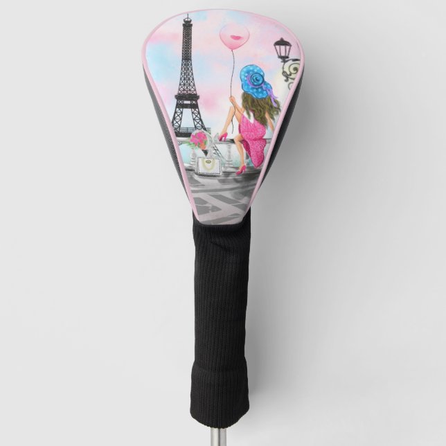 Woman in Paris Golf Head Cover with Eiffel Tower (Front)