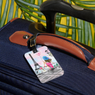 Woman In Paris Luggage Tag Eiffel Tower Gift