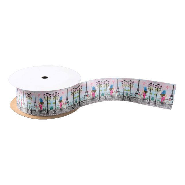 Woman In Paris Ribbon Eiffel Tower Satin Ribbon (Spool)