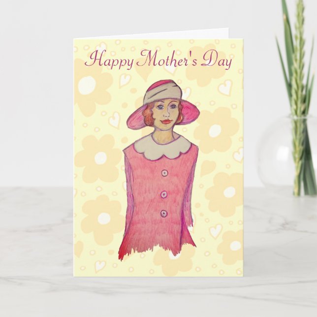 Woman in Pink Hat Mother's Day Card (Front)