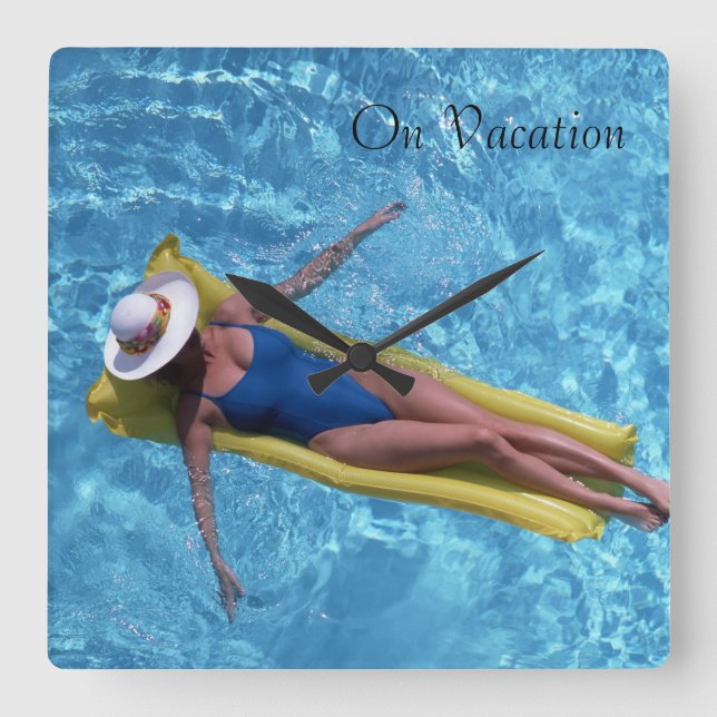 Woman in pool image for Square Wall Clock (Front)