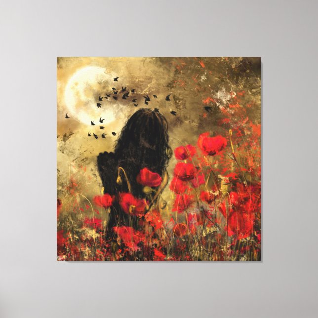 Woman In Poppies Canvas Print (Front)
