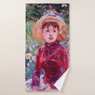Woman in Red, Berthe Morisot Bath Towel