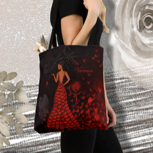  Woman in Red Dress Artistic  Tote Bag
