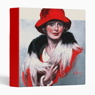 Woman in Red Hat Binder