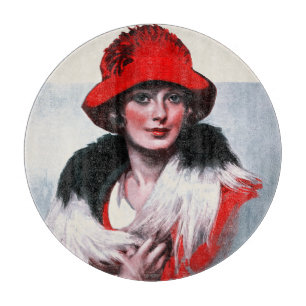 Woman in Red Hat Cutting Board
